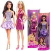 Original 1/6 Barbie Fashionistas Puppen Blond Brünette Herzförmiges Rosa Kleid Satiny Rock Mädchen Spielzeug Schuhe Halskette Zubehör