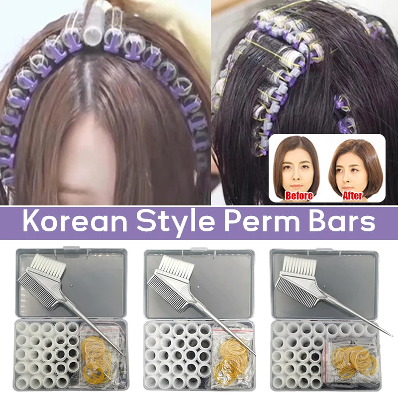 24 Stücke Haarwurzel Dauerwelle Stangen Bars Lockenwickler Mit Clips & Gummibänder Salon Nylon Haken & Schleife Lockenwickler Set Haar Styling Werkzeuge Image