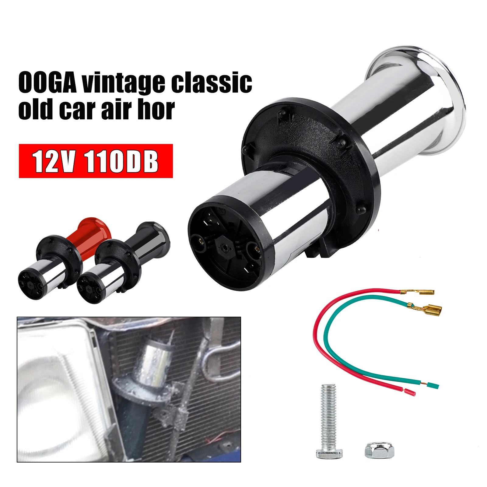 Alte Autohupe Chrom OOGA Antik Klassische Lufthupe 12V 110DB Klassisch Für Ford Modell T Stil Old School Ford Thunderbird Image