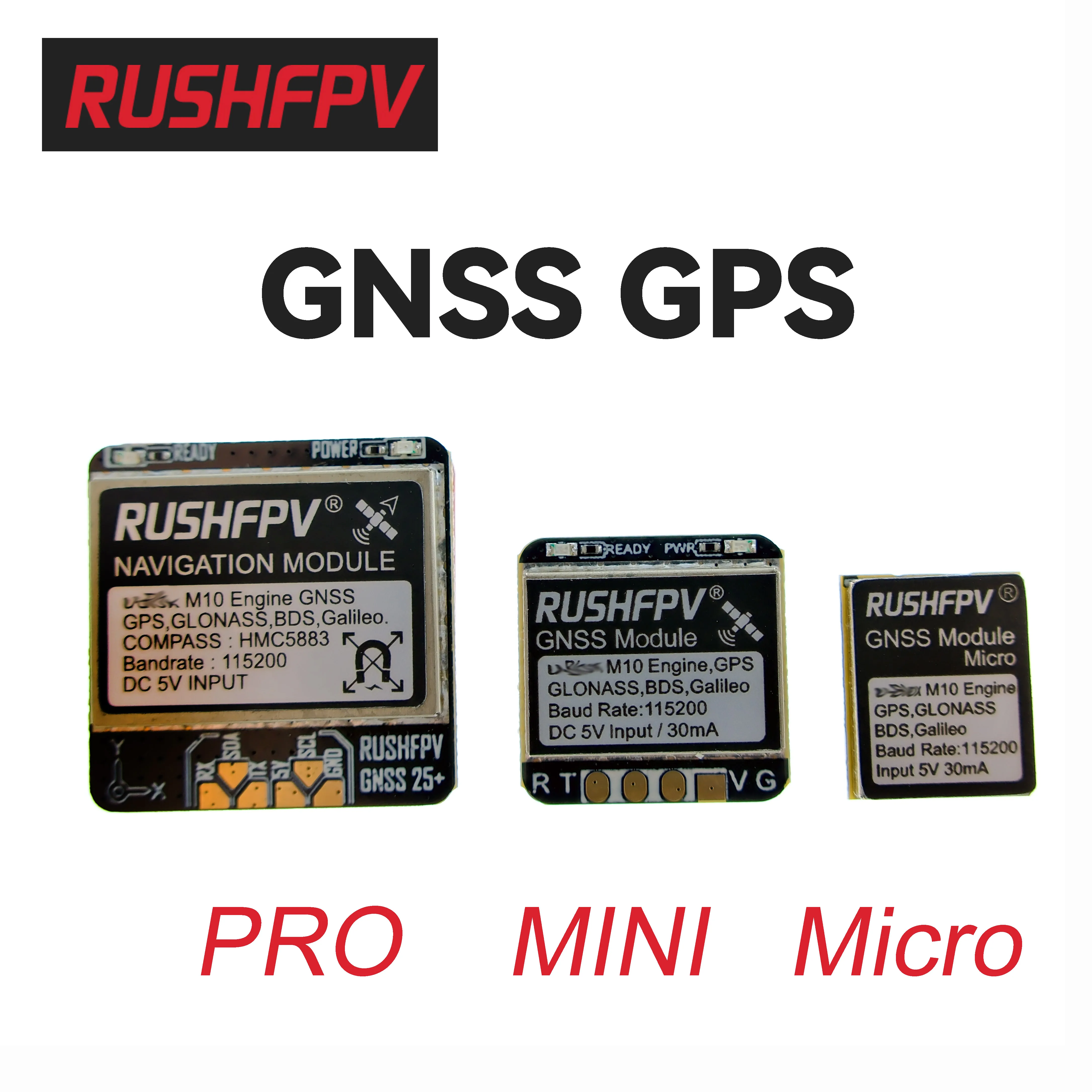 Rushfpv gnss gps nmea dual protokoll gps modul gnss mini micro pro eingebauter antennen kompass für rc fpv langstrecken drohnen