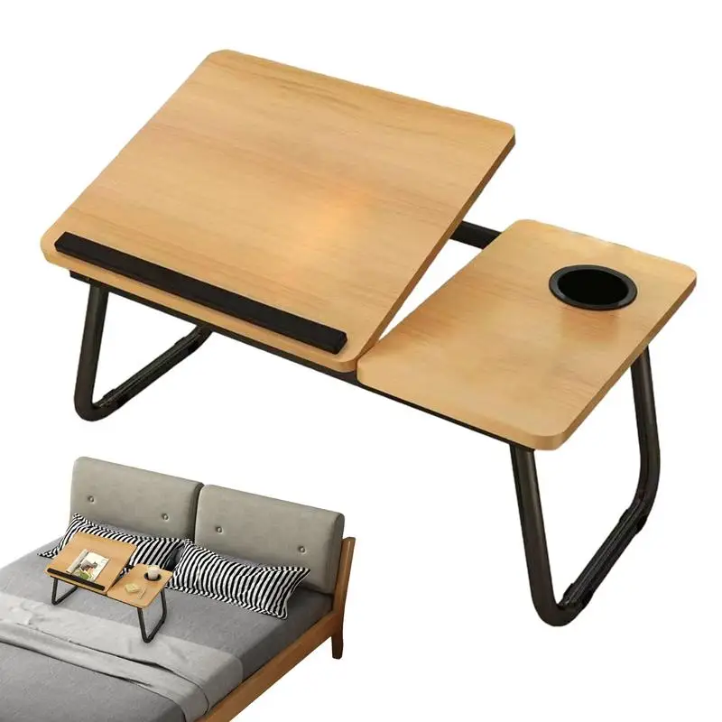 Laptop-Bett-Schreibtisch, faltbar, tragbar, Laptop-Schoß-Arbeitstisch, kleiner, verstellbarer, faltbarer Betttisch für Laptop und Schreiben für Couch Image