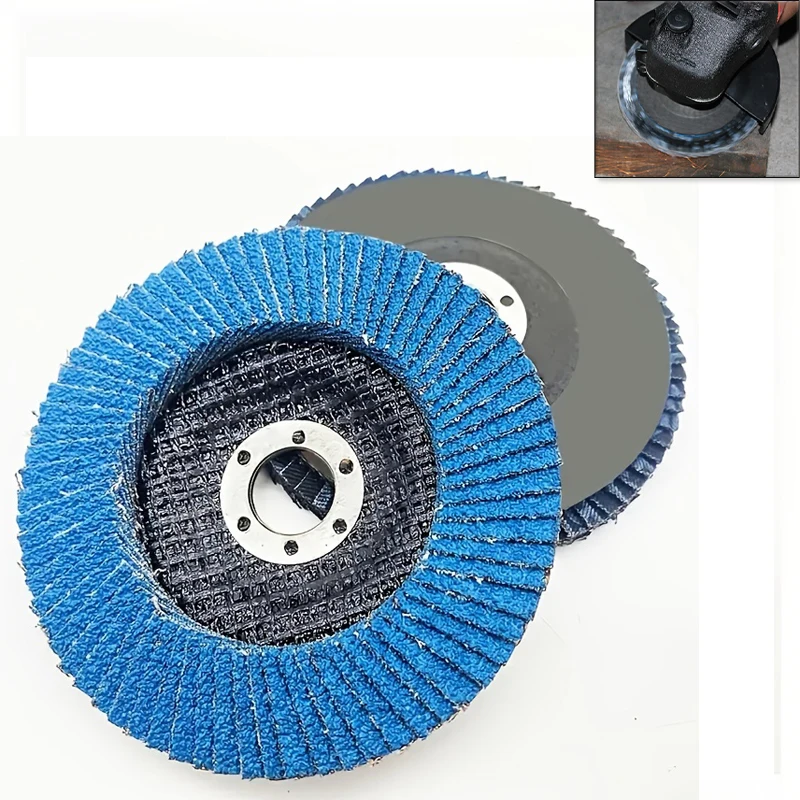 2 Stück 125 mm Schleiflamellen, Edelstahl-Polierscheiben, Zirkonoxid-Korund, kalzinierter Stoff, flache Schleiftuchräder, Körnung 60 Image