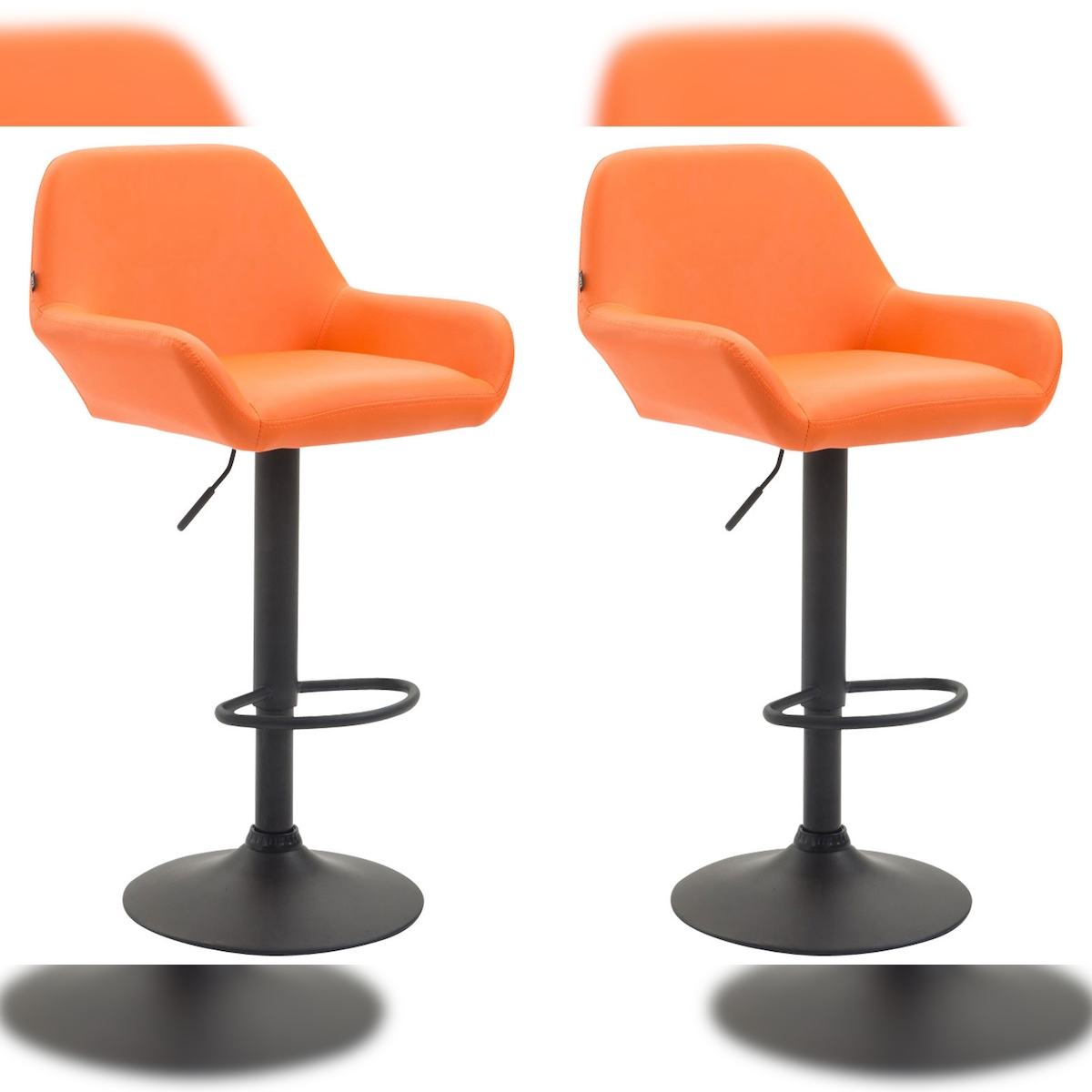 DELUKE® Barhocker 2er Set DUBLIN - Orange, Kunstleder, Schwarz | Barhocker mit Lehne Barstuhl Tresenhocker Tresenstuhl Kneipenhocker Kneipenstuhl Image