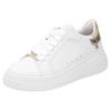 Plateausneaker RIEKER SPORT, Damen, Gr. 39, gold (weiß, goldfarben), Leder, Lederimitat, kontrastfarbene Details, sportlich, Schuhe, Schnürschuh, Halbschuh, Freizeitschuh, Metallic-Akzent an der Ferse