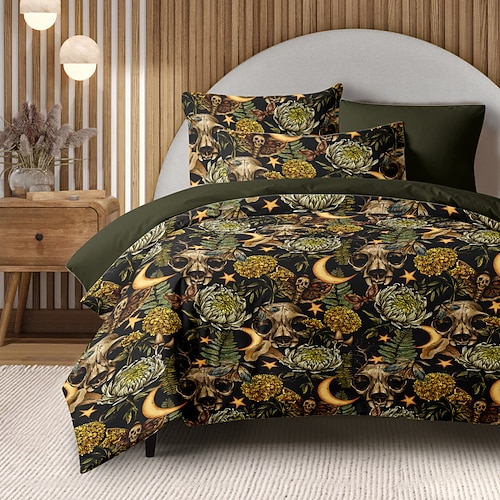 Mandala Bohemian Bettbezug Komplettgröße Bettwäsche Set Baumwoll Bett Sets Steppdeckenbezug Weicher leichter Bettdeckenbezug mit 2 Kissenbezügen für Sommer Frühling Sonne und Mond Image