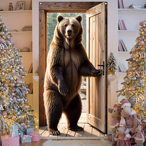 Braunbär Türdekorationen Türabdeckungen Türteppich Türvorhang Dekoration Hintergrund Innen/Außen Türbanner für die Eingangstür Bauernhaus Image