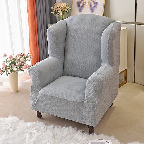 schlichter moderner weicher elastischer Rundum-Wickelbezug mit Tiger-Motiv für Bank und Sessel, Bezug für Freizeithocker, karierter Sofa-Stuhlbezug Image