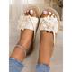 Women's Bohemian White Woven Sandals with Floral Accents – Stylish and Comfortable Summer Slip-On Sandals for Beach Vacations and Casual Wear