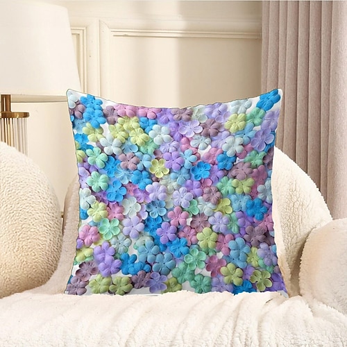 Blumen dekorative Wurfkissenbezug 1PC Frühling Sommer weicher quadratischer Sofa-Kissenbezug für Schlafzimmer Wohnzimmer Sofa Stuhl Image