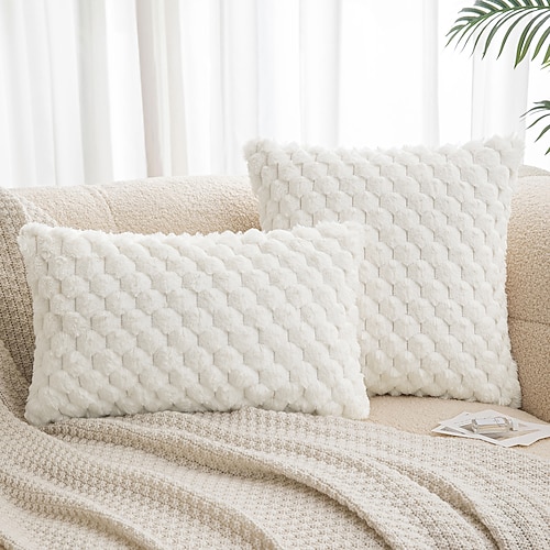 Weiche plüschige dekorative Kissenbezüge 1 Stück weicher quadratischer Sofakissenbezug Kopfkissenbezug für Schlafzimmer Wohnzimmer Sofa Stuhl Image