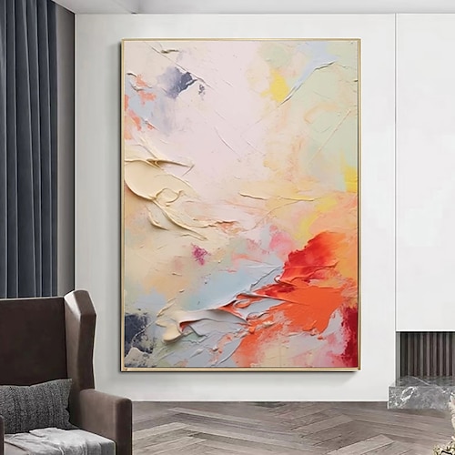 handgefertigtes Ölgemälde auf Leinwand, Wandkunst, Dekoration, modern, abstrakt, für Wohn-/Esszimmer, für die Inneneinrichtung, gerollt, rahmenlos, ungedehntes Gemälde Image