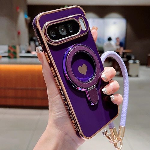 Handy Hülle Handyhüllen Für Google Pixel 9 Pro Pixel 9 Pro XL Pixel 8 Pro Pixel 8 Pixel 9 Rückseite mit Halterung mit Handschlaufe Stoßresistent Retro Plattierung Image