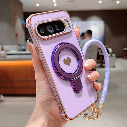 Handy Hülle Handyhüllen Für Google Pixel 9 Pro Pixel 9 Pro XL Pixel 8 Pro Pixel 8 Pixel 9 Rückseite mit Halterung mit Handschlaufe Stoßresistent Retro Plattierung Image
