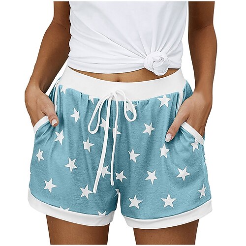 Damen EU- / US-Größe Bermudashorts Pyjamas Trainingshose Baggy-Shorts Athleisure sportlich Kurz Mittlere Taillenlinie Stern Tasche Drucken Basic Außenbereich Bequem Sport Mikroelastisch Lässig Sport Image