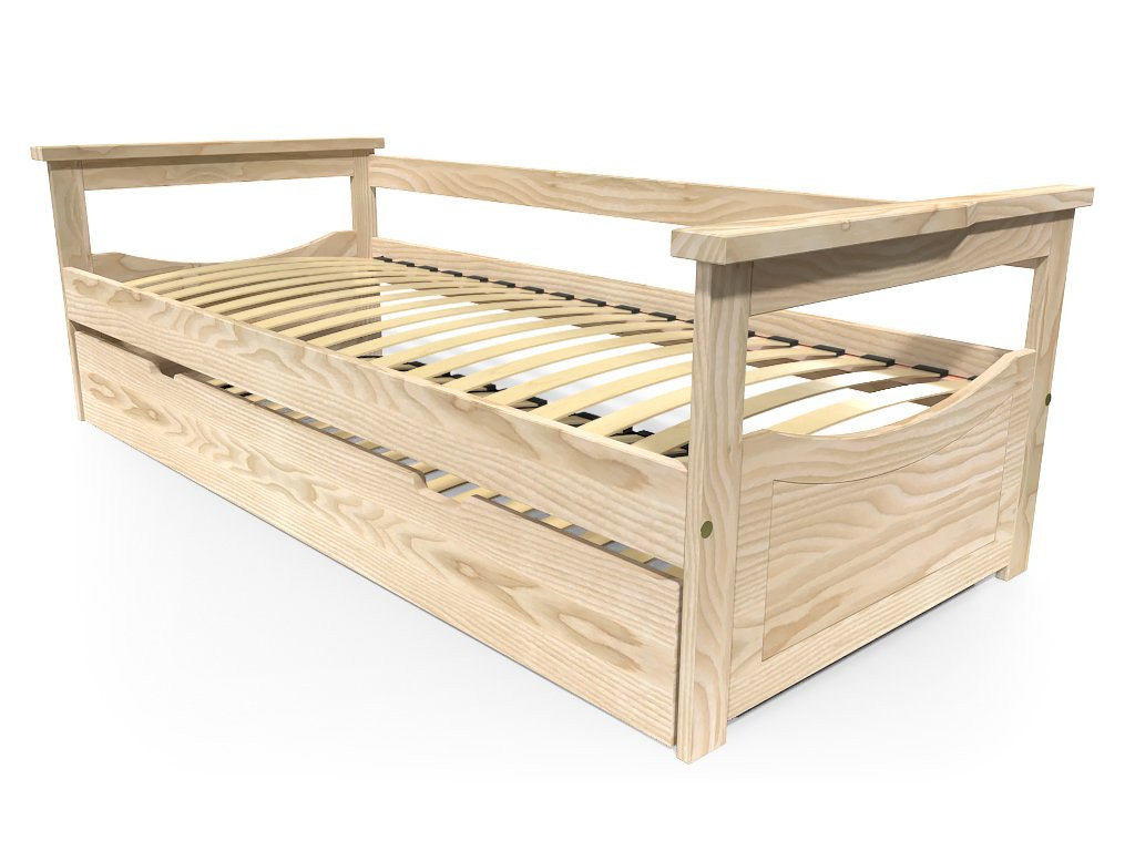 Lit Gigogne 80x200 Topaze Pin massif - Brut (sans vernis)