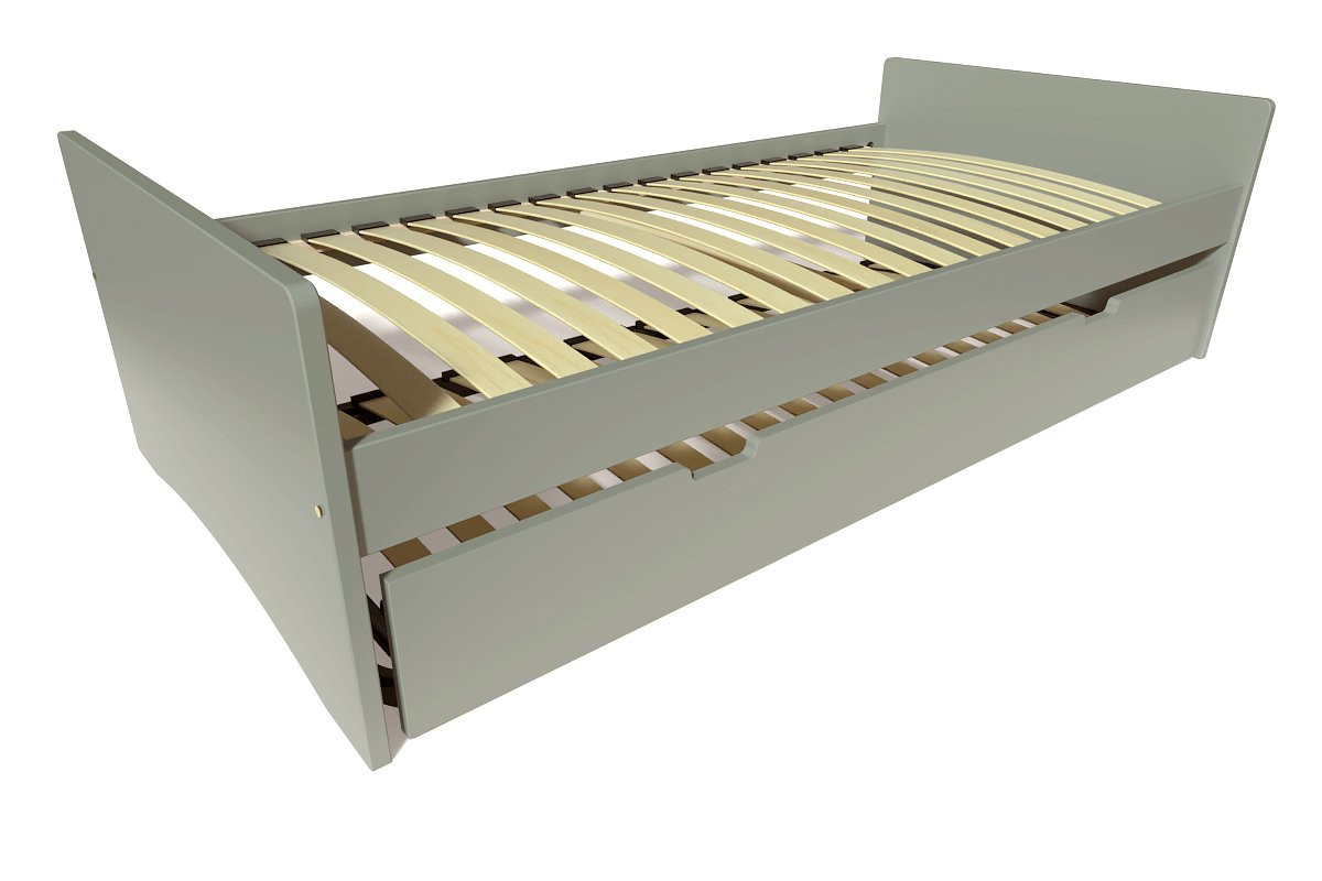 Lit gigogne 80x200 ABC pin massif - Gris