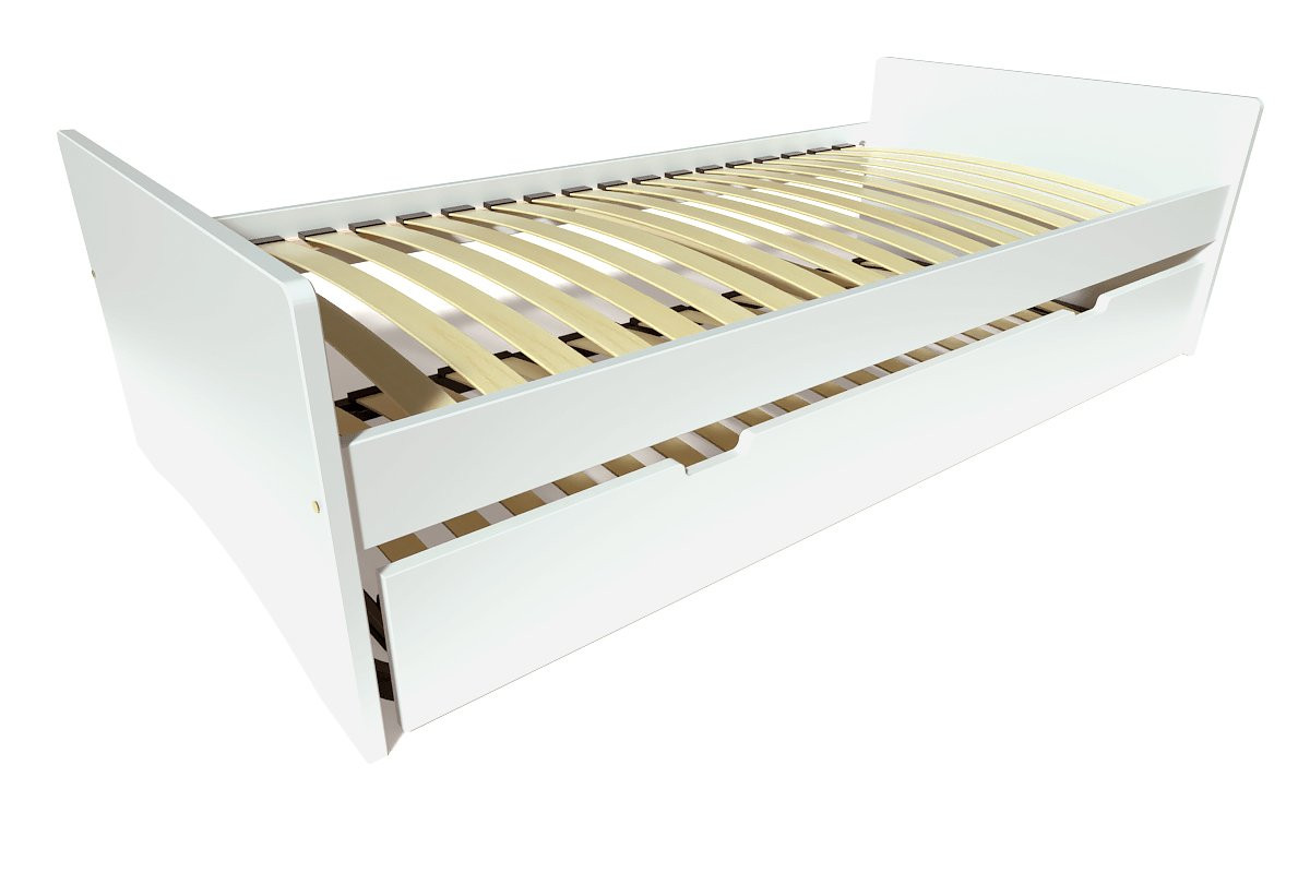 Lit gigogne 90x200 ABC pin massif - Blanc