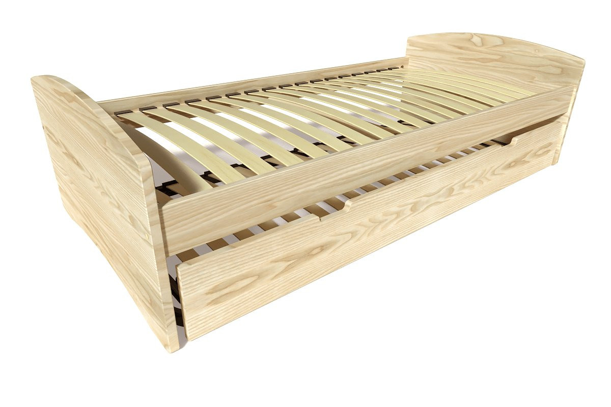 Lit gigogne 90x200 Happy pin massif - Brut (sans vernis)