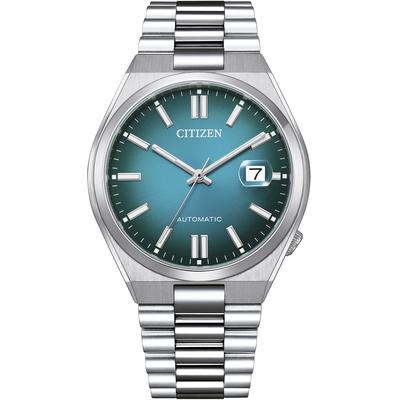 Automatikuhr CITIZEN "Tsuyosa", silber (silberfarben, türkis), Armbanduhren, Damen, Armbanduhr, Damenuhr, Herrenuhr, Edelstahlarmband, Saphirglas, Datum Image