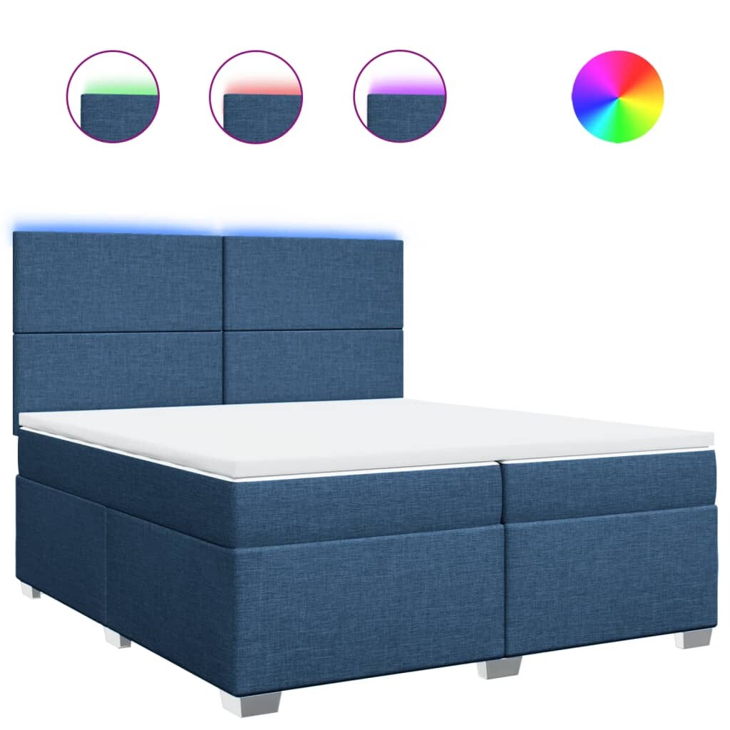 vidaXL Boxspringbett mit Matratze Blau 200x200 cm Stoff Image