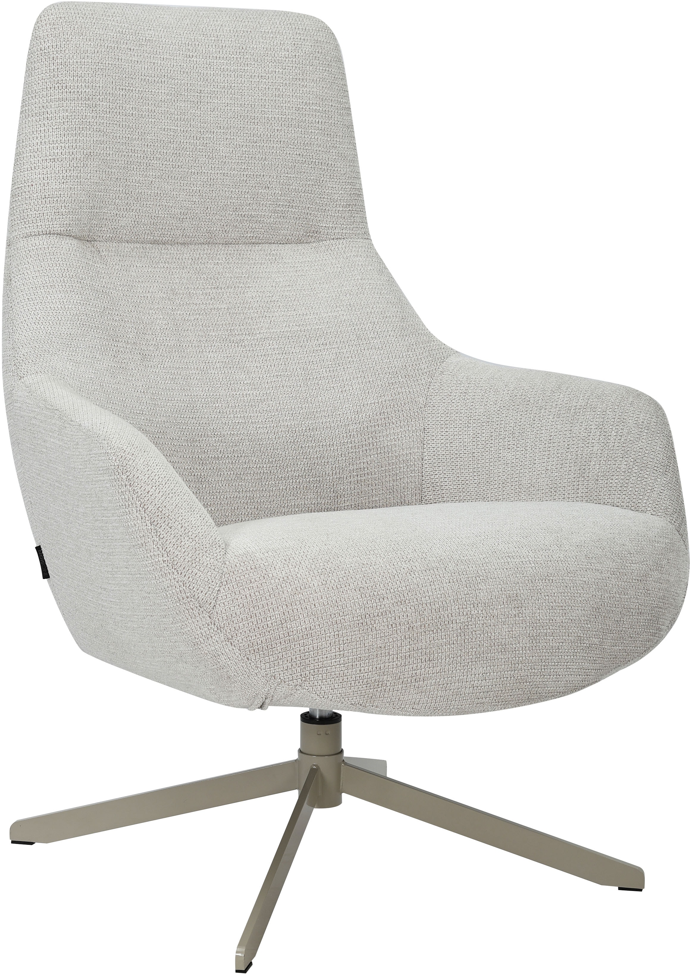 Drehsessel OTTO HOME "CLARINDA moderner Ohrensessel drehbar, TV-Sessel, Relaxsessel", beige, B:76cm H:100cm T:81cm, metal frame, plywood, foam, fabric, metal base, Sessel, Drehsessel, 360-Grad drehbar, robustes Metallgestell