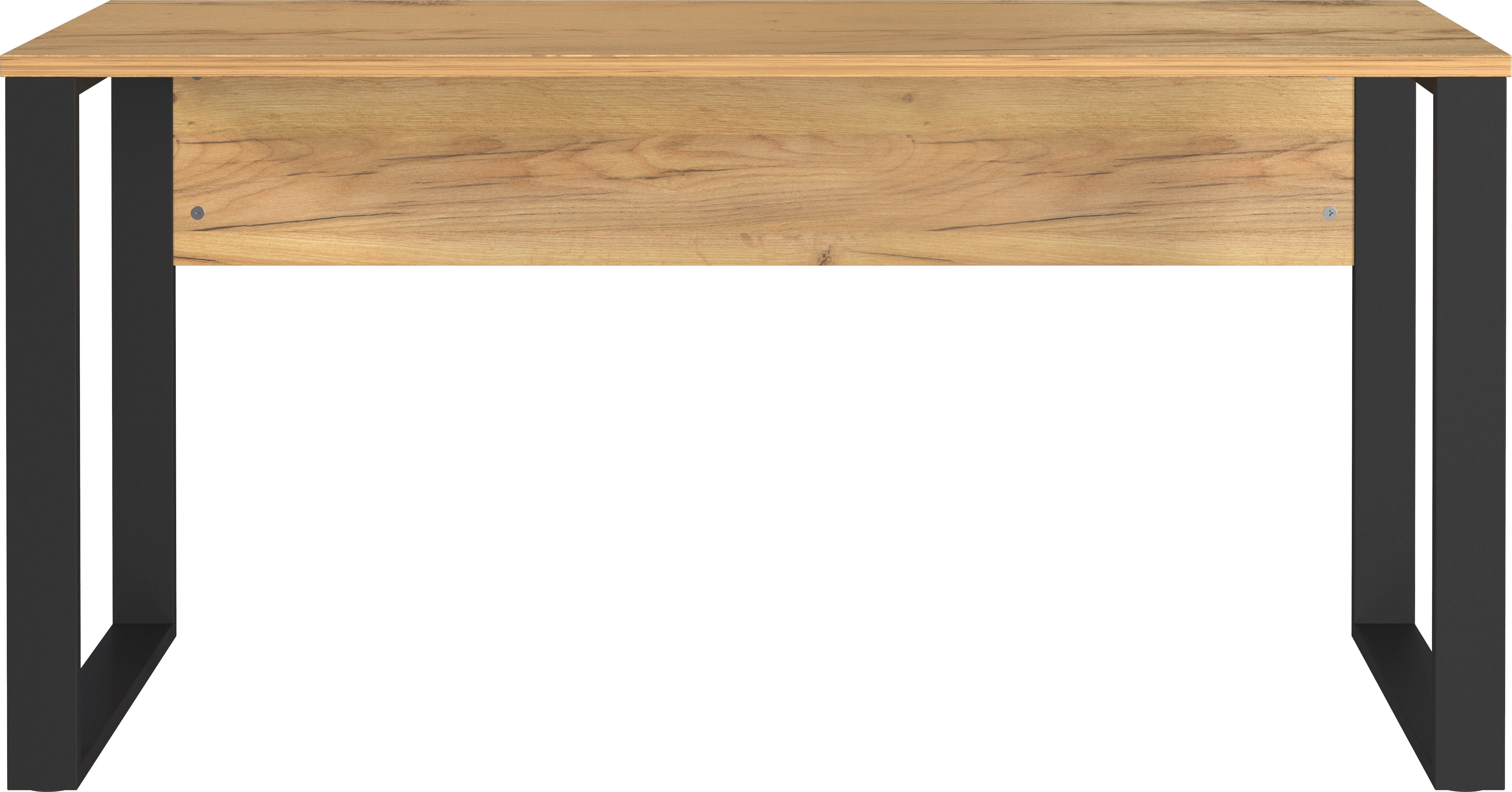 Schreibtisch GERMANIA "Adrano", schwarz (navarra, eiche, nachbildung, schwarz, schwarz, navarra, eiche, nachbildung), B:150cm H:74cm T:60cm, Tische, Schreibtisch, mit vorderer Blende, Breite 150 cm, Made in Germany