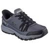 Slip-On Sneaker SKECHERS "DYNAMITE AT", Herren, Gr. 42, grau (grau, schwarz), Leder, Synthetik, sportlich, Schuhe, Trekkingschuh, Freizeitschuh mit robuster Laufsohle