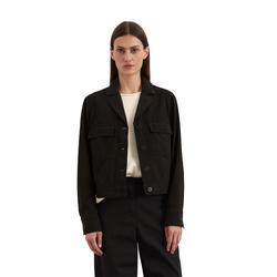Kurzjacke MARC O'POLO "aus Organic-Cotton-Leinen-Mix", Damen, Gr. 36, schwarz, Obermaterial: 88% Baumwolle, 12% Leinen; Füllung: 100% Nicht verfügbar; Futter: 100% Nicht verfügbar, unifarben, elegant, regular fit, Langarm Manschette, Jacken