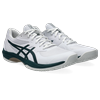 Tennisschuh ASICS "GAME FF", Gr. 45, weiß, saxon grün, Textil, Synthetik, sportlich, Schuhe, All-Court Schuhe für alle Untergründe
