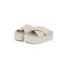 Pantolette CALVIN KLEIN JEANS "FLATFORM CROSS MG UC", Damen, Gr. 39, beige (creme), Leder, modisch, Schuhe, Plateau, Sommerschuh, Schlappen mit Kreuzbandage