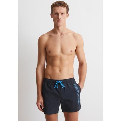 Badeshorts MARC O'POLO "Essentials Beach Jersey", Damen, Gr. L, N-Gr, blau (schwarz navy), Obermaterial: 100% Polyamid, unifarben, casual, Badehosen, mit seitlichem Schriftzug-Design Image