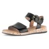 Keilsandalette GABOR "RHODOS", Damen, Gr. 35, schwarz, Kalbsleder, unifarben, klassisch, Schuhe, Riemchensandale, Komfortschuh, Sommerschuh mit hübscher Zierschnalle