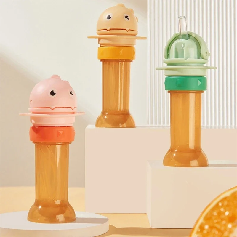 Baby Stroh Wasser flasche mit Stroh tragbare Flasche Abdeckung Schluck Stroh deckel auslaufs ichere Flasche Adapter für Kleinkinder Image