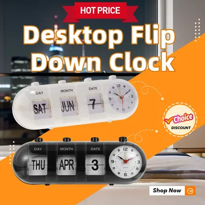 Creative Digital Auto Flip Down Clock Desk Flip Standing Page Clock Retro Vintage Digital Clock for Home Office Desk Decor