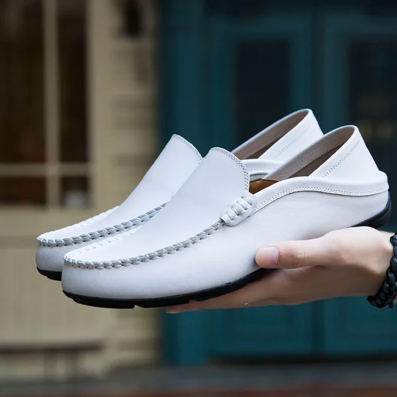 Echt leder Herren Freizeit schuhe Luxusmarke Designer Herren Slipper Mokassins atmungsaktiver Slip auf Herren Boots schuhe plus Größe 37-47