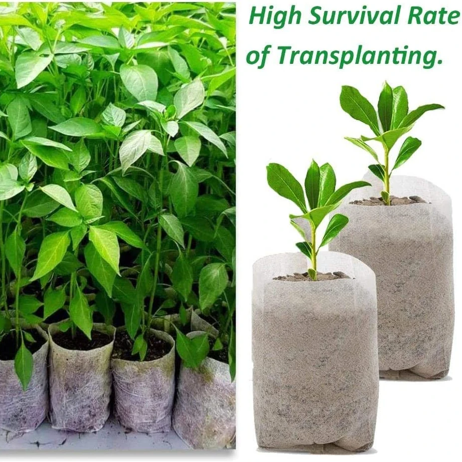 20 Stück große, biologisch abbaubare Vlies-Kinderzimmerbeutel aus Stoff für Pflanzen, Sämlingsbeutel, Töpfe, Pflanzbeutel, Hausgartenbedarf Image