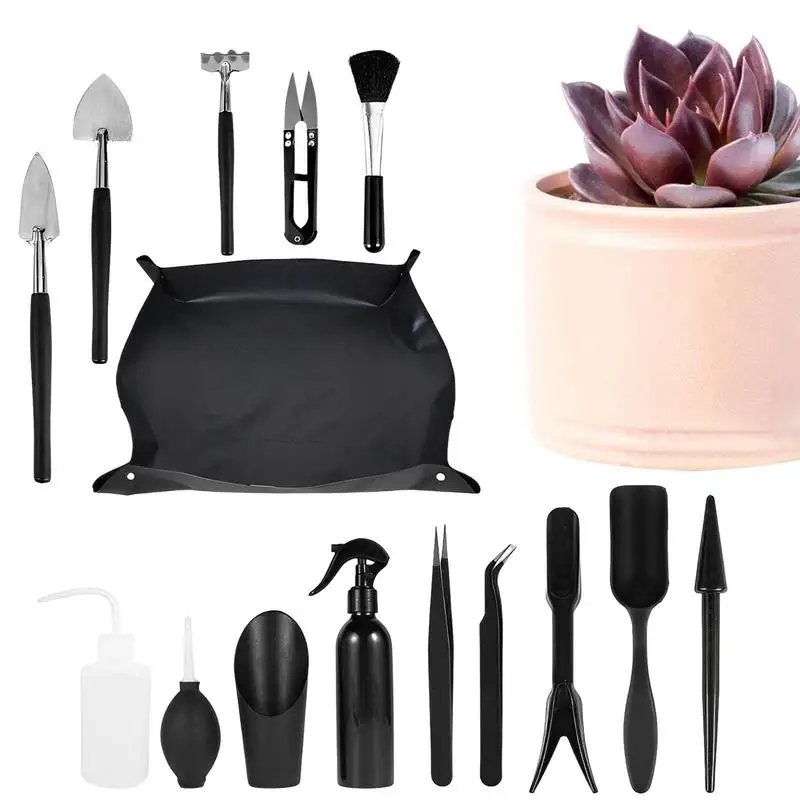 16 stücke Indoor Anlage Werkzeuge Sukkulenten Werkzeuge Mini Garten Werkzeug Set Umpflanzen Werkzeuge Set Sukkulenten Pflege Kit Terrarium Werkzeuge # W0 Image