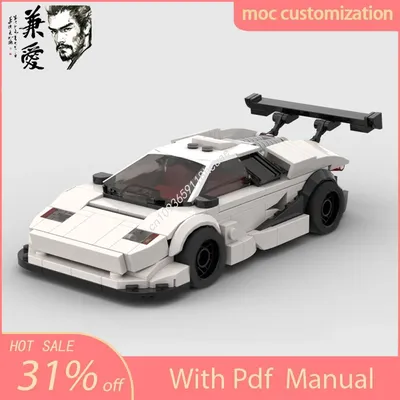 Heißer MOC Speed Champions 1985 Lamborghinis Countach Supercar Bausteine Technik Kreative Racing Image