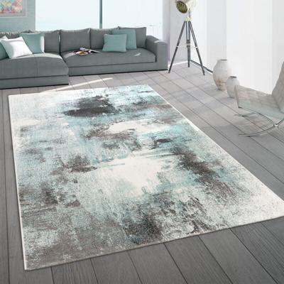 Paco Home - Teppich Wohnzimmer Kurzflor Vintage Modernes Abstraktes Muster Grau Türkis 60x100 cm Image