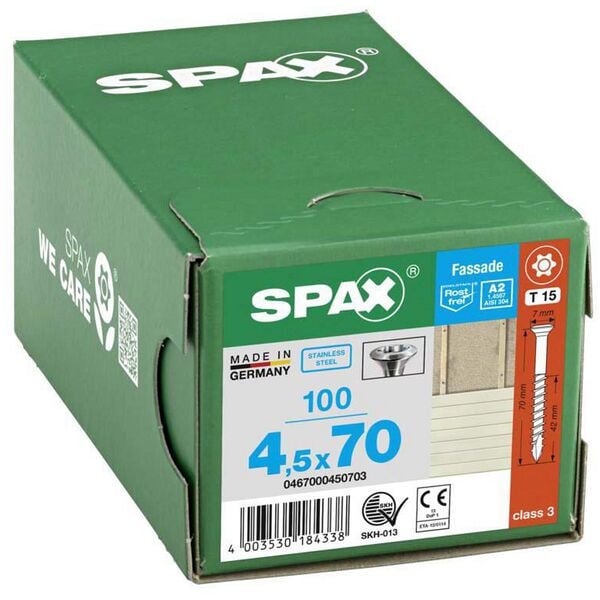 SPAX Fassadenschrauben T15 Linsensenkkopf A2 4,5 x 70 mm 100 St. Image