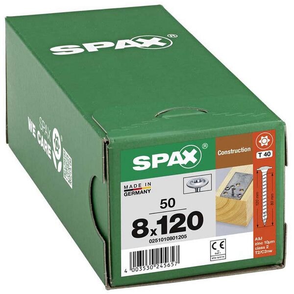 SPAX Holzbauschrauben T40 Tellerkopf WIROX 8 x 120 mm 50 St. Image