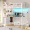 Twin Loft Bed with L-Shaped Desk, LED Lights,Charging Station LED Loft Metal Bed Frame Twin Size