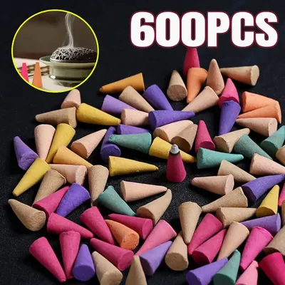 60-600pcs Waterfall Smoke Backflow Natural Incense Cone Incense Cone Lavender Multi-scented Suitable for Places Tea Yoga Room