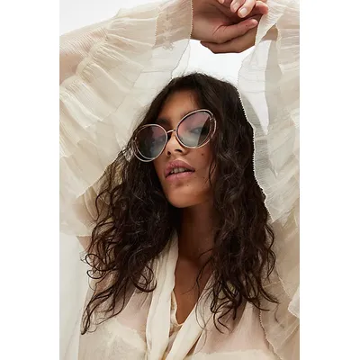 Blossom Novelty Oversized Sunglasses at Free People in Gold/Peach Chambray Lens