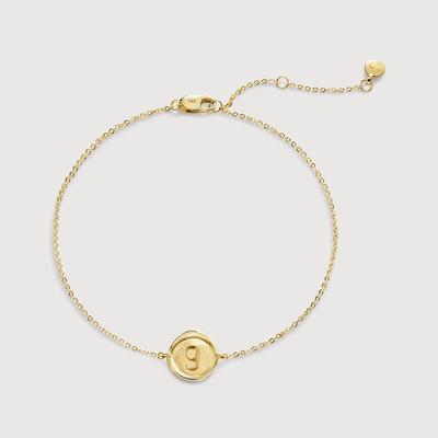 Gold Mini Initial G Stamp Chain Bracelet