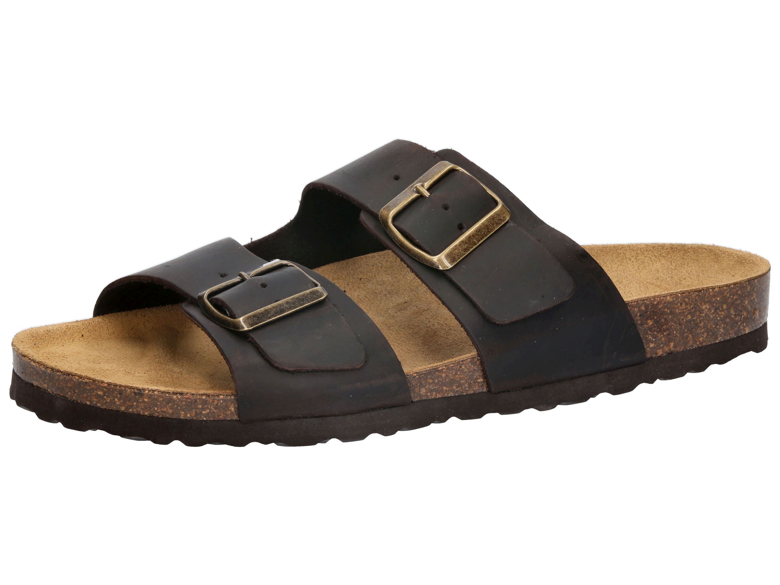 Pantolette LICO "Pantolette Bioline Jenrik", Herren, Gr. 42, braun, Leder, Schuhe Pantolette