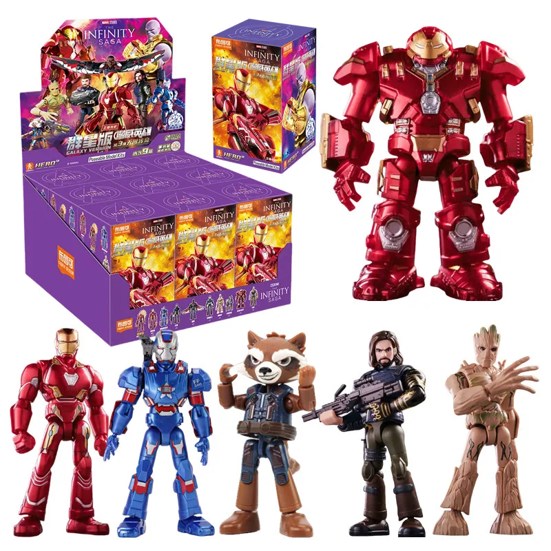 1/9 Stück BLOKEES Marvel Avengers Galaxy 3 Blindbox Baustein 10 cm Iron Man Hulkbuster Spider Man Actionfigur Modellbausätze