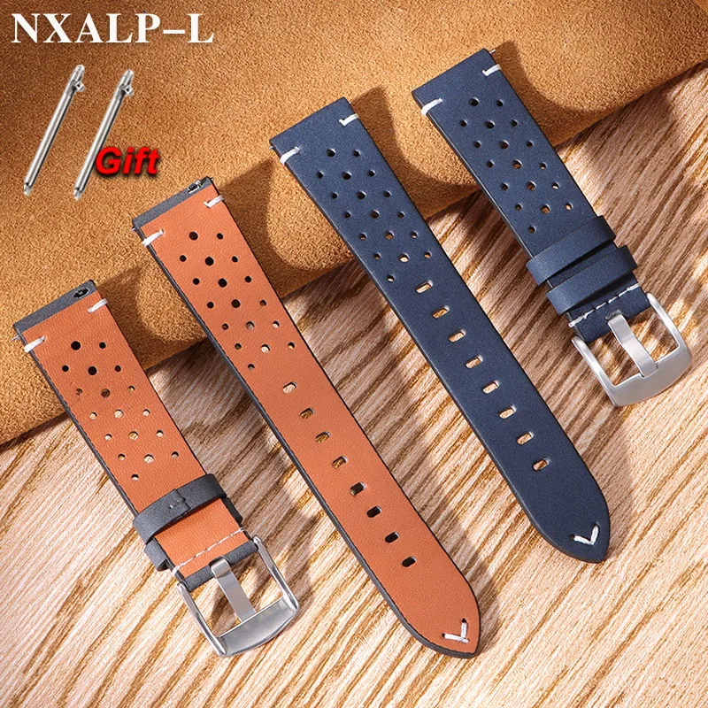 20mm 22mm Atmungsaktives Armband Leder Uhrenarmband für Seiko für Omega Armband Schnellverschluss Männer Frauen Armband Zubehör Image