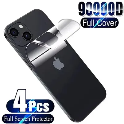 4Pcs Volle Abdeckung Hydrogel Film Für iPhone 11 12 13 14 15 16 Pro Max Screen Protectors Für iPhone 14 15 16 Pro Zurück Film Nicht Glas