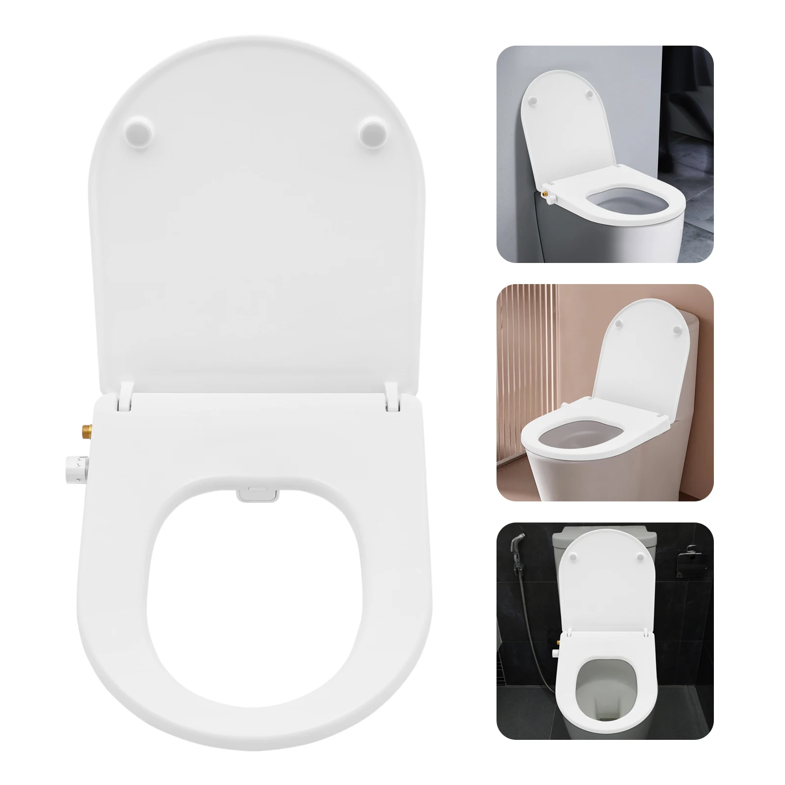 3/8'' Nicht elektrischer Toilettensitz mit Bidet, Doppeldüsen-Bidet-Toilettensitz, Toilettensitz mit Wasserspray